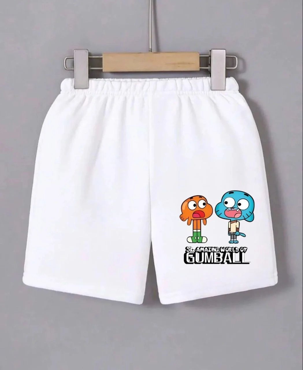 Kadın Beyaz Beli Lastikli Baskılı Mini Şort