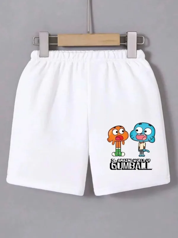 Pantallona të shkurtra për femra, të bardha, me brez elastik në bel, me print, mini 1
