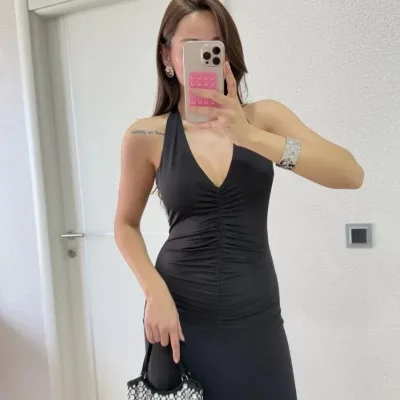 Women's Black Backless Long Dress 7