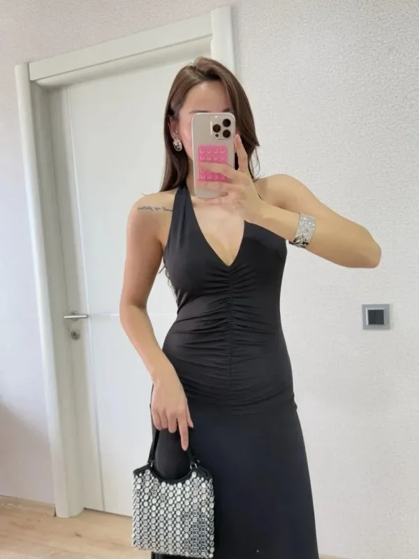 Women's Black Backless Long Dress 7