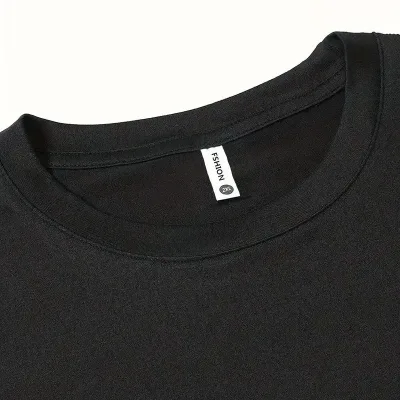 Bluzë për meshkuj, e zezë, jakë biçiklete, oversize, me printim, verore 5