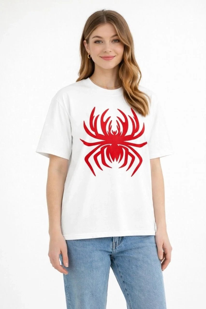 Femeie Alb Guler Bicicletă Păianjen Imprimat Tricou 2