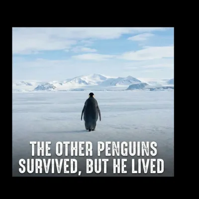 მამაკაცის შავი 3 ძაფიანი ბამბის Penguin პრინტიანი კაპიუშონიანი სვეტშორტი 4