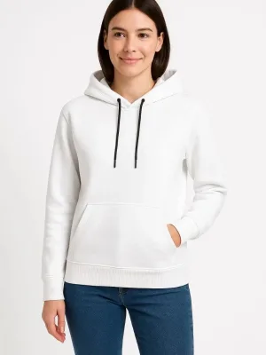 Gra Ngjyrë e Bardhë Oversize 3 Fije Pambuk Kapuç Xhep Kanguri Sweatshirt