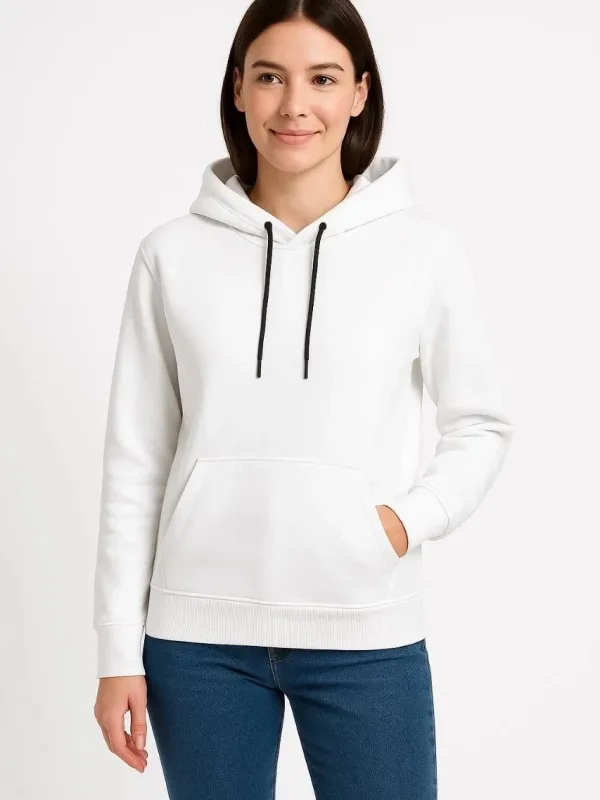 Gra Ngjyrë e Bardhë Oversize 3 Fije Pambuk Kapuç Xhep Kanguri Sweatshirt 1