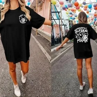 Tîşorta Jinan a Reş, Oversize, Stûyê Bisîkletê, Çapkirî 4
