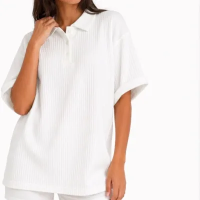 Jacquard Unisex Polo Collo Oversize Cotone T-shirt 3