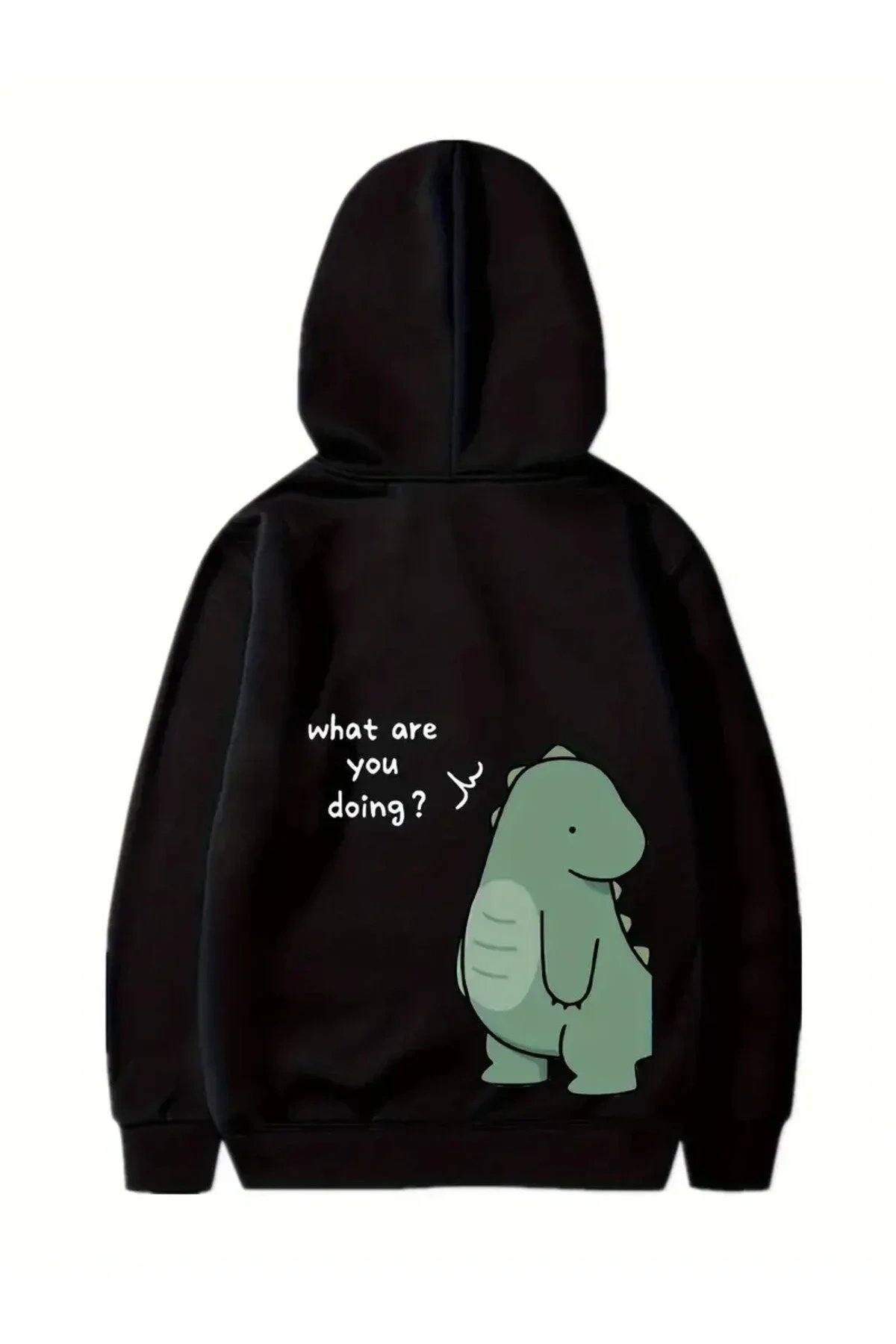 Męski Czarny Oversize Walentynkowy Nadruk Kaptur Sweatshirt 1