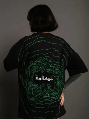 Ženski crni Oversize Bicikl izrez Leđa print kratki rukav Majica