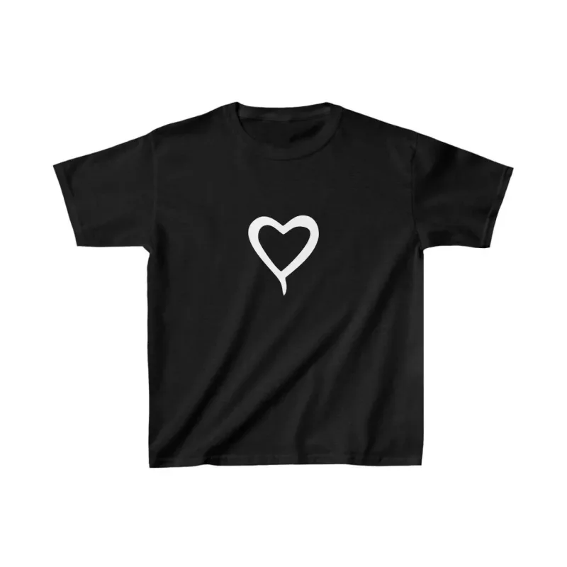 Children's Black Printed Oversize Round Neck T-Shirt