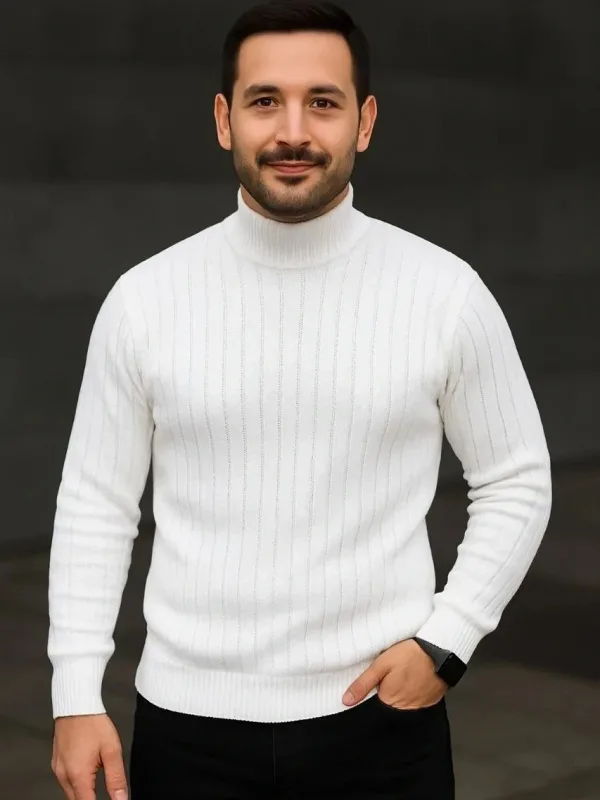 Set Triko 2-Copë me Jakë Peshkatari me Brinjë, i Bardhë dhe Zi, për Meshkuj 7