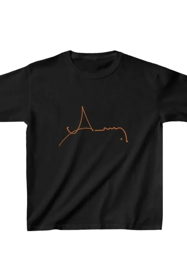 Παιδικό Μαύρο Oversize Τυπωμένο Βαμβακερό Τ-shirt 1