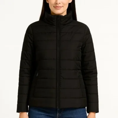 Dámska čierna bomber bunda, vodeodolná, prešívaná, podšitá, na zips 7