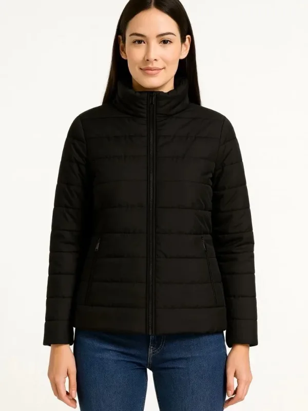 Dámska čierna bomber bunda, vodeodolná, prešívaná, podšitá, na zips 7
