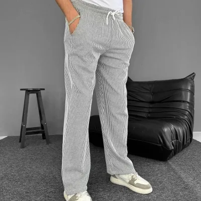 Men's Gray Waterway Striped Pocket Summer Pants 4