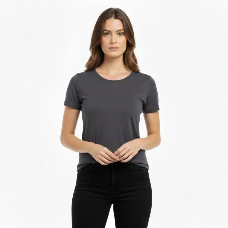 Ženska dimljena slim fit bicikli kragna likra basic majica
