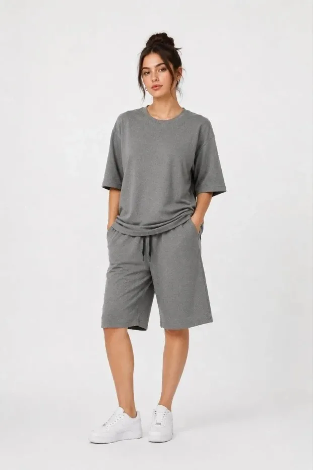 Γυναικείο Σετ 2 Τεμαχίων Oversize Δίνημα Σορτς 2