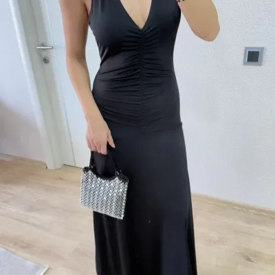 Women's Black Backless Long Dress 3