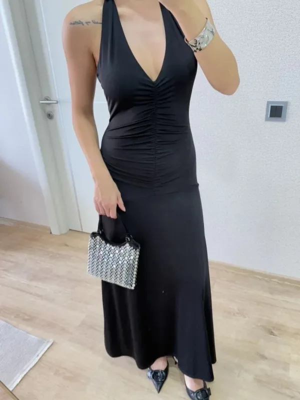 Women's Black Backless Long Dress 3