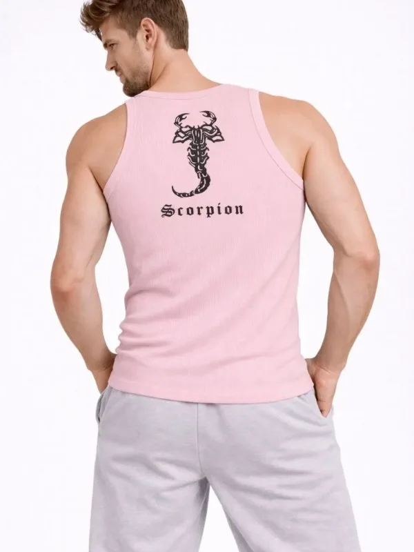 Muški Pink Slim Fit Nulti Kragna Štampana Pozadi Sportska Potkošulja 1