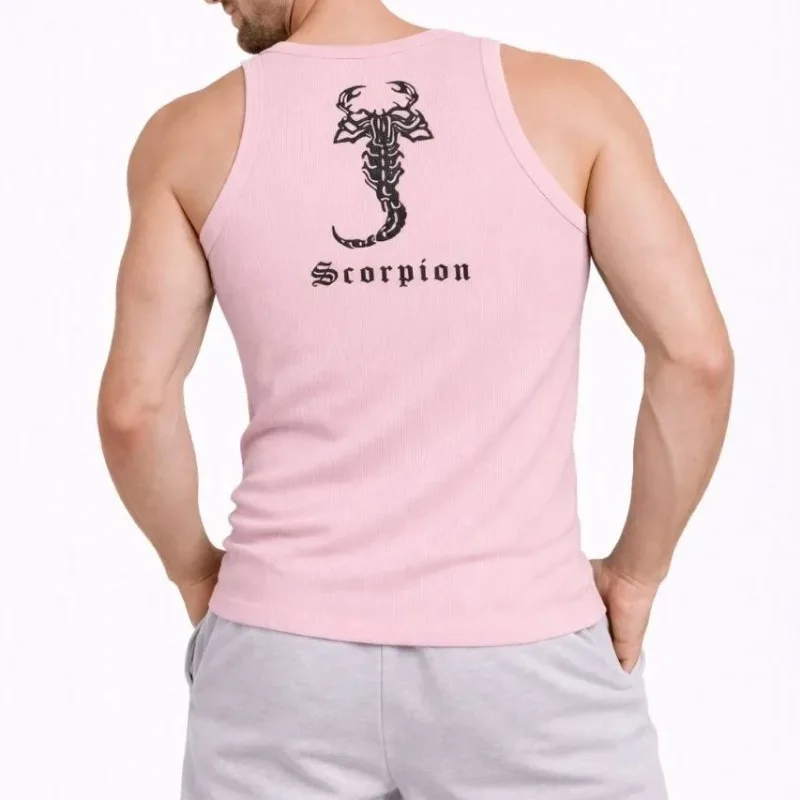 Masculin Roz Slim Fit Guleră Zero Spate Imprimat Sportiv