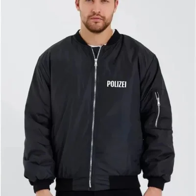 Pánská černá voděodolná bunda bomber, zipem, kapsami, prošívaná 1