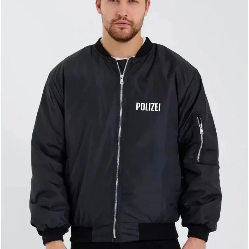 Men's Black Water Repellent Bomber Jacket Zippered Pocket Quilted