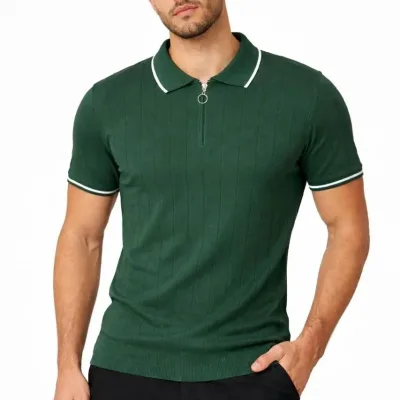 Bărbați Set 3 bucăți Tricou Polo cu Fermoar Guler Tricou 8