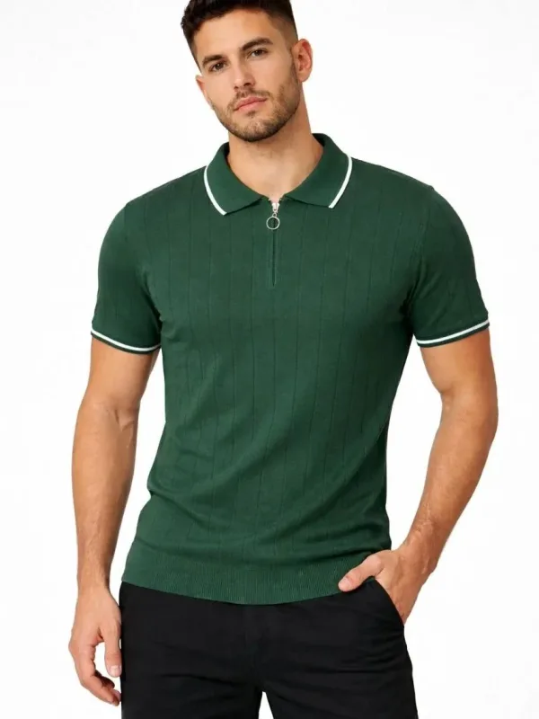 Bărbați Set 3 bucăți Tricou Polo cu Fermoar Guler Tricou 8