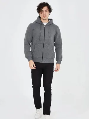 Mêr Dûman 3 Têl Pembû Hoodie Bi Zîp û Cêb