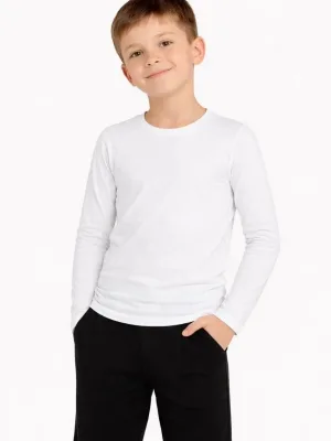 Children's White Basic Long Sleeve Comfortable School T-Shirt