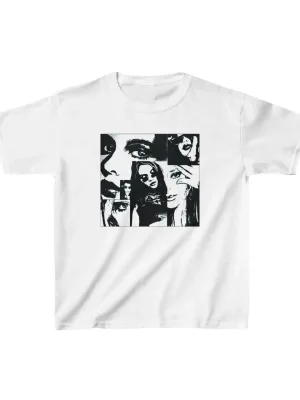 Cocu Alb Baskılı Oversize Bisiklet Yaka T-Shirt