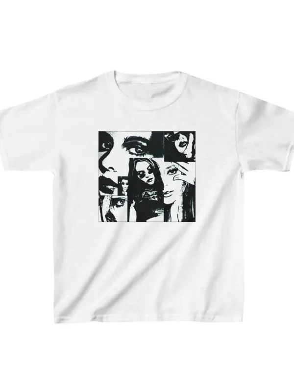 Cocu Alb Baskılı Oversize Bisiklet Yaka T-Shirt 1