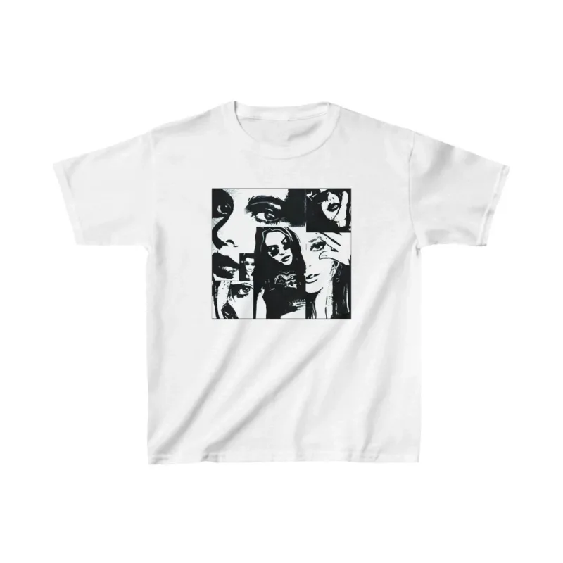 Детски бел печатен oversize велосипед јака T-shirt