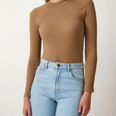 Femeie Maro Gât Înalt Body Tricou Lycra 4