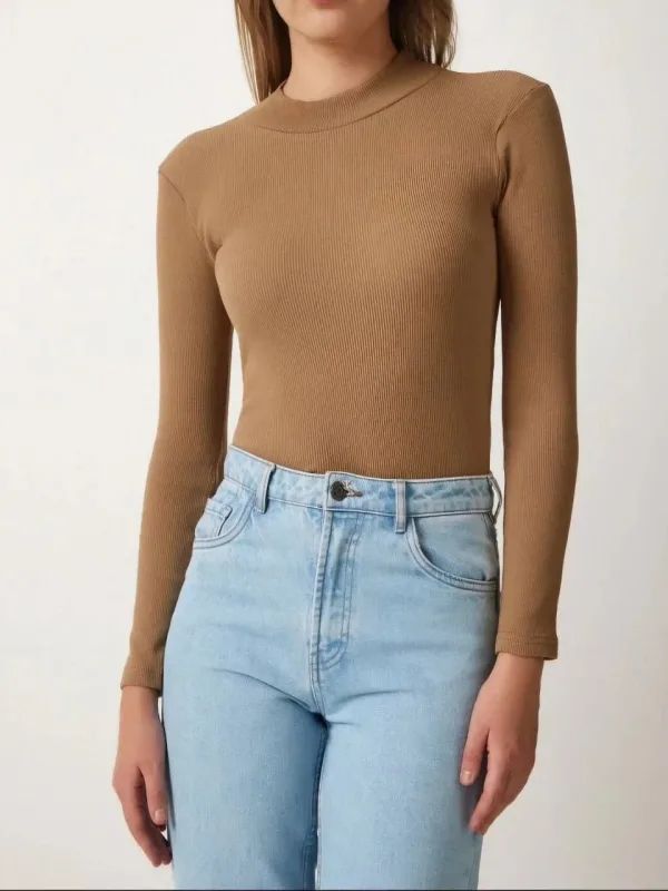 Femeie Maro Gât Înalt Body Tricou Lycra 4