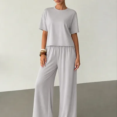 Női szürke oversized kerékpárnyakú nyomott szett 1