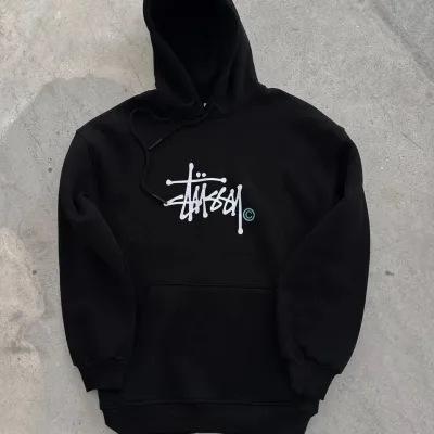 Women's Black Oversize Hoodie with Pocket Printed 3-Thread Cotton Sweatshirt 2