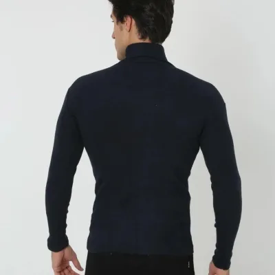 Pánské černé slim fit elastické žebrované rolák body 4