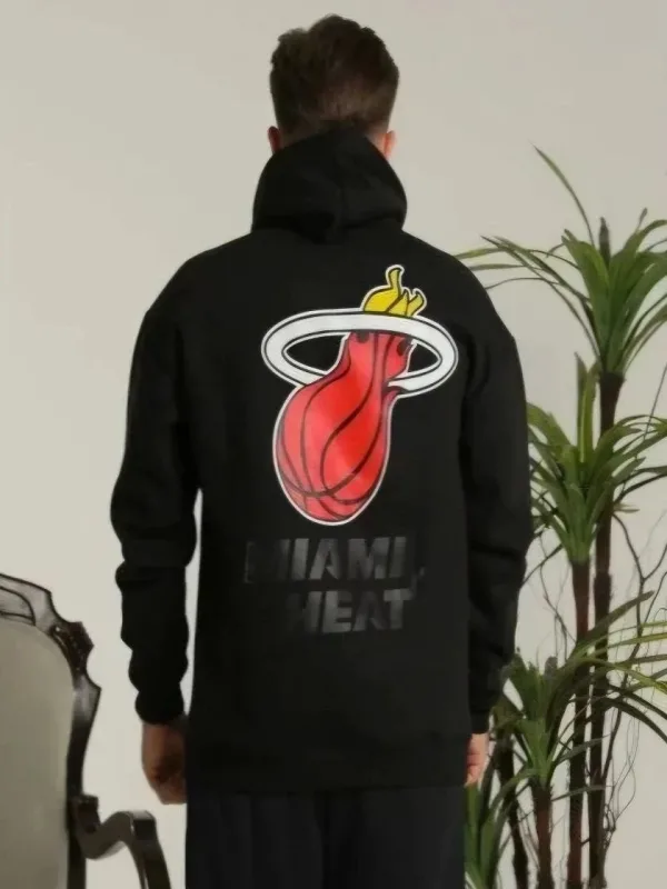 Mêr Reş Oversize 3 Têl Pembû Hoodie Çapkirî 1