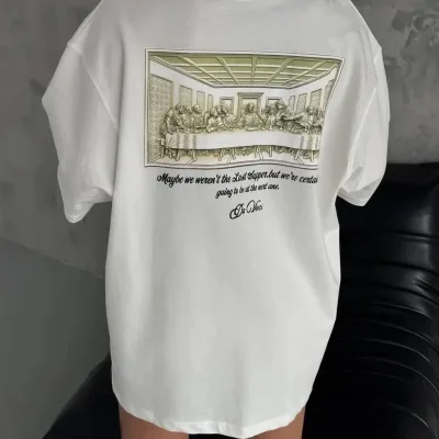 Dámské bílé oversized cyklistické tričko s potiskem 1