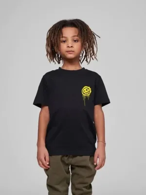 Cocușu Negru Oversize Printat Guler Rotund Tricou