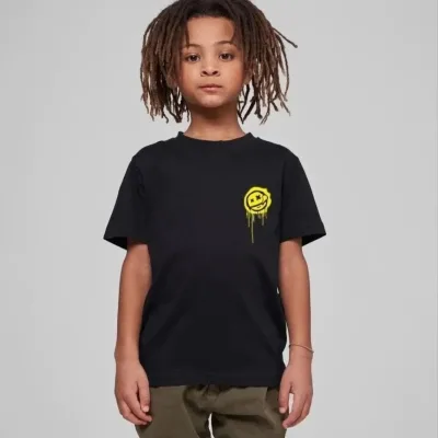 Cocușu Negru Oversize Printat Guler Rotund Tricou 1