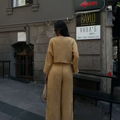 Trousers And Blouse Muslin Set Camel 2