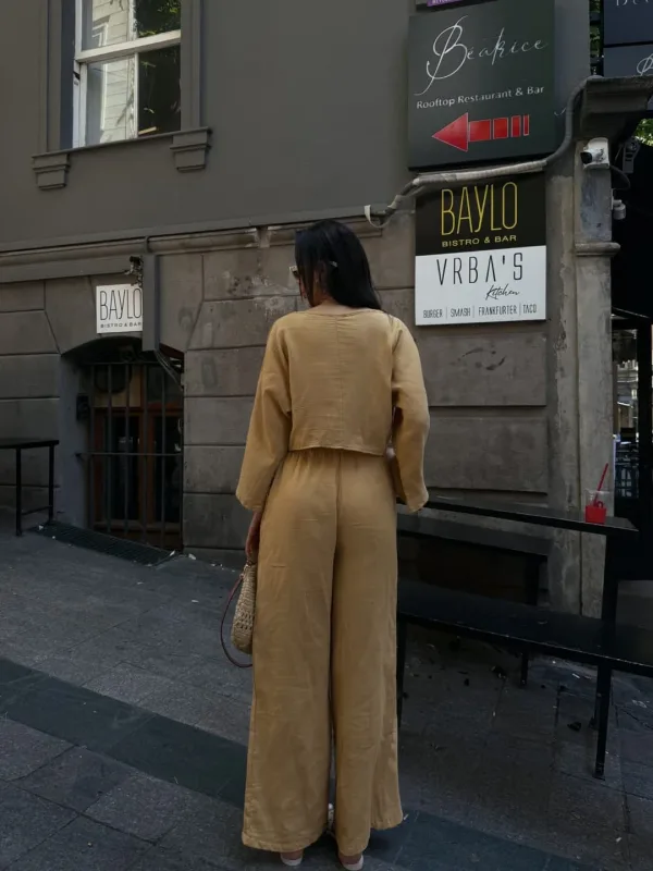 Trousers And Blouse Muslin Set Camel 2