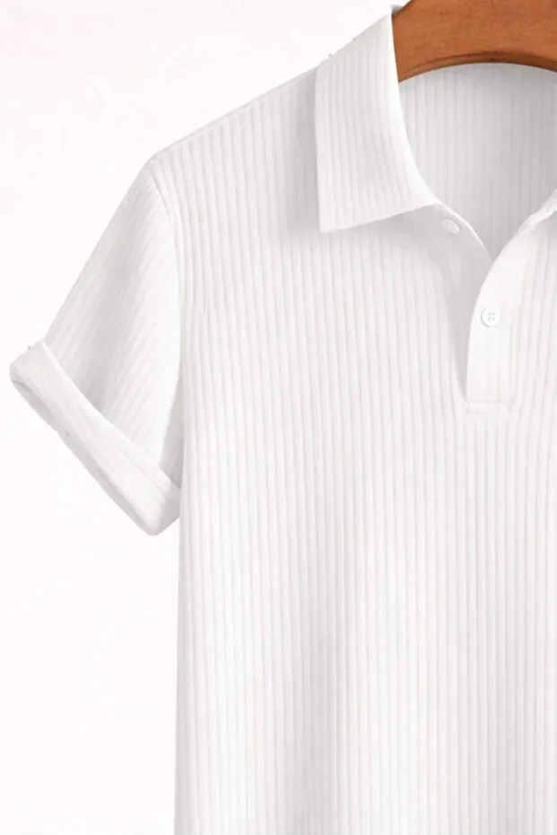 Siyah Beyaz 2'li Paket Erkek Oversize Fitilli Polo Yaka 5