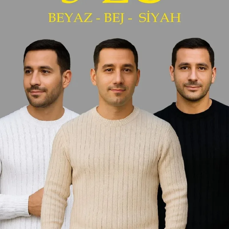 Pánská béžová, černá, bílá silná bavlněná žebrovaná pletená sada svetrů