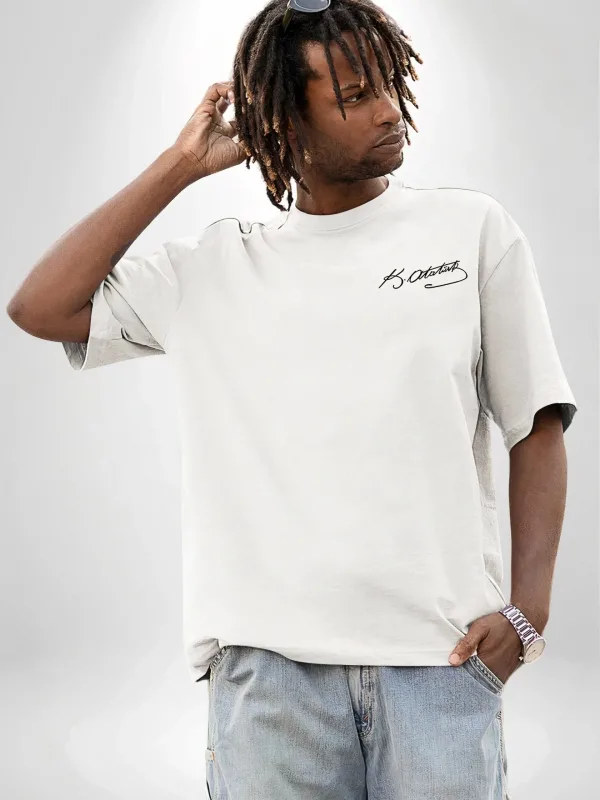 T-Shirtê Spî yê Mêran ê Oversize Biçerxa Bisîkletê ya 30ê Tebaxê Çapkirî 3