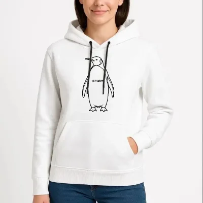 Femeie Albă 3 Fire Bumbac Glugă Penguin Imprimat Sweatshirt 2