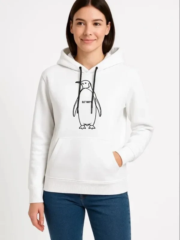 Femeie Albă 3 Fire Bumbac Glugă Penguin Imprimat Sweatshirt 2